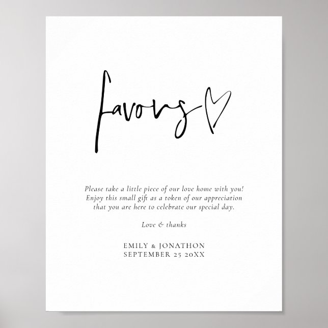 Minimalistiskt skript för utskrivbart bröllopsskyl poster (Framsidan)