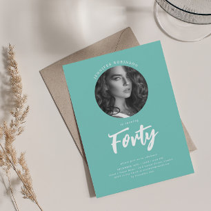 Minimalistiskt skript Foto 40:e födelsedag Party T Inbjudningar