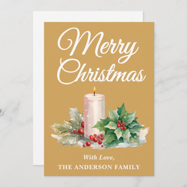 Minimalistiskt skript God jul Guld Julkort (Fram/baksida)