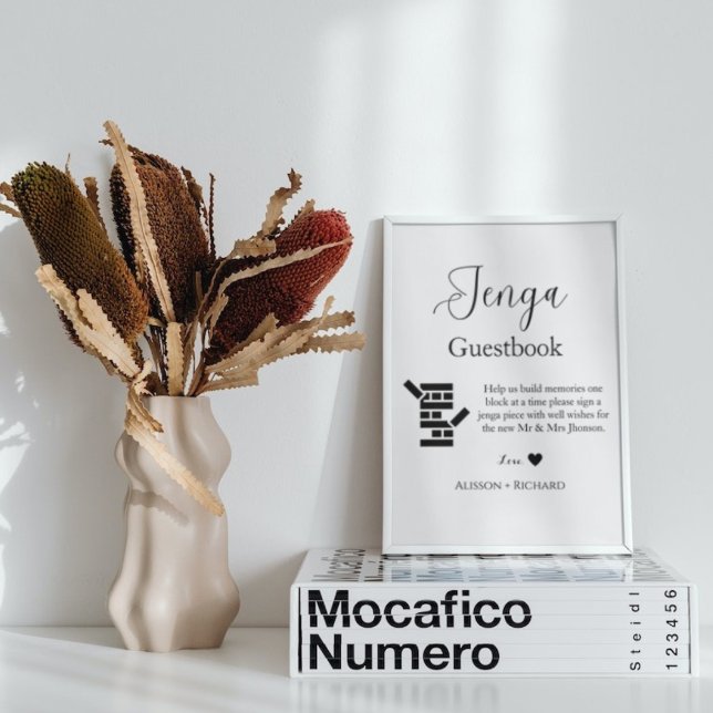 Minimalistiskt skript, guestbook bröllop Jenga Poster (Skapare uppladdad)