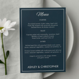 Minimalistiskt skript Gunmetal Blue - bröllopsmott Meny