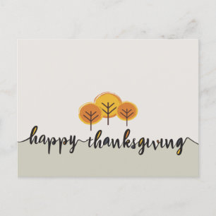 Minimalistiskt skript Happy thanksgiving Fall Träd Vykort