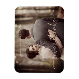 Minimalistiskt skript i Kärlek och tack Bröllop Magnet