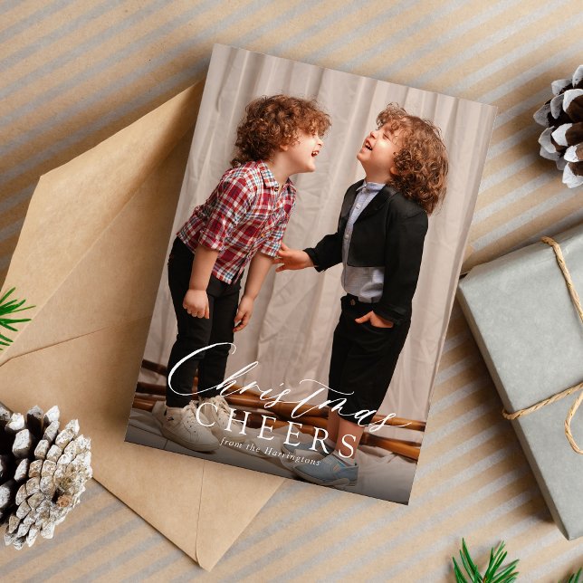 Minimalistiskt skript - julklapp 1 foto julkort (Skapare uppladdad)