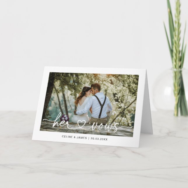 Minimalistiskt skript Kärlek Hjärtar hennes visitk Kort (Framsida)