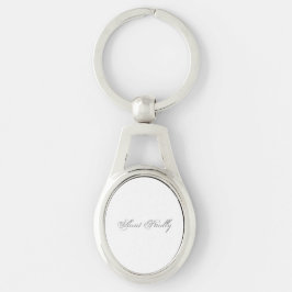 Minimalistiskt skript, loving 3d Monogram Ovalt Silverfärgad Nyckelring