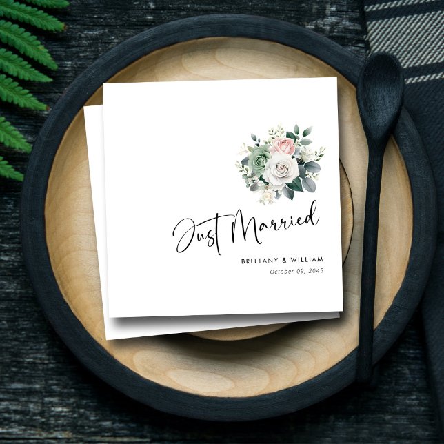 Minimalistiskt skript med Elegant Eucalyptus Bröll Pappersservett (Minimalist Script with Elegant Eucalyptus Wedding Napkins)