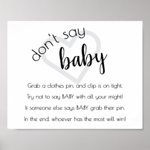 Minimalistiskt skript Mjuk dont säger Baby-spel Poster
