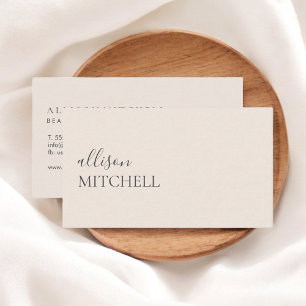 Minimalistiskt skript Modern Beige Visitkort
