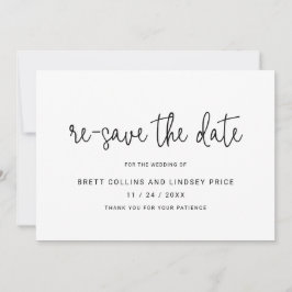 Minimalistiskt skript Modern Black Ändra datum Meddelande