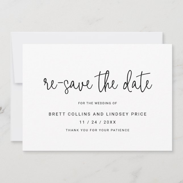 Minimalistiskt skript Modern Black Ändra datum Meddelande (Framsida)