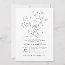 Minimalistiskt skript Modern Black Baby Shower