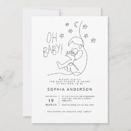 Minimalistiskt skript Modern Black Baby Shower Inbjudningar