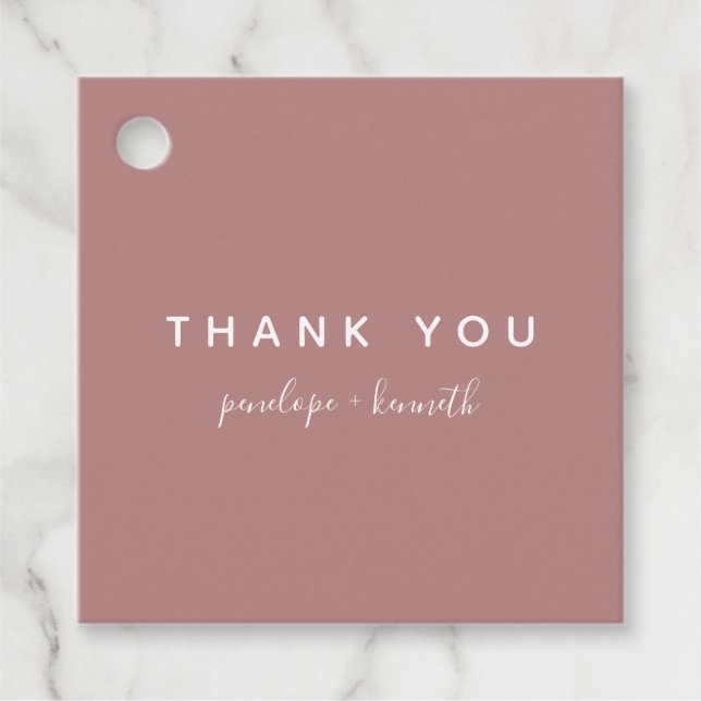 Minimalistiskt skript Modern Bröllop | Dusty Ro Gåvor Etiketter (Framsida)