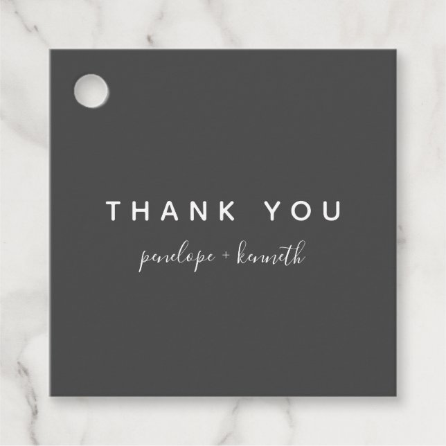 Minimalistiskt skript Modern Bröllop | Svartvit Gåvor Etiketter (Framsida)