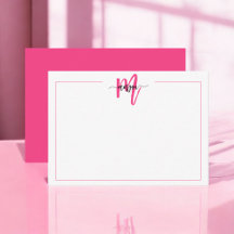Minimalistiskt skript Monogram 1 Gräns Shock rosa