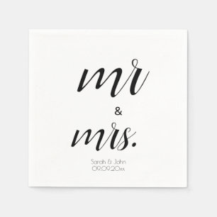 Minimalistiskt skript, mr & Mrs Black & White Bröl Pappersservett