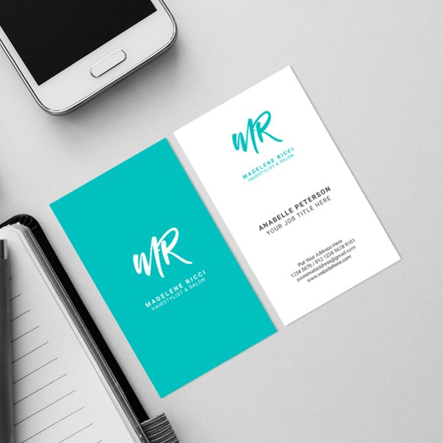 Minimalistiskt skript Namn - första | Grönt Tosca Visitkort (Skapare uppladdad)