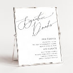 Minimalistiskt skript Namnteckning Drinks-tecken Poster<br><div class="desc">Det här minsta lilla, vita skript som namnteckning dryckesskylt är perfekt för ditt klassiska svarta och vita lilla moderna boho bröllop. Utformningen har elegant, delikat och romantiskt handskrivet kalligrafibrev med formell shabby chic-typografi. Det kommer att se bra ut när som helst under bröllop-säsongen: vår, sommar, fall eller vinter! Produkten är...</div>