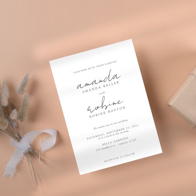 Minimalistiskt skript och serif Bröllop Inbjudningar (Skapare uppladdad)