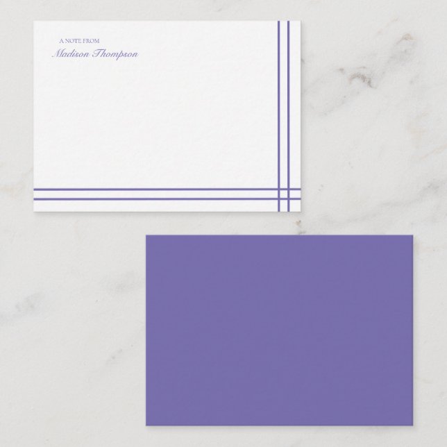 Minimalistiskt skript, periwinkle Dubbla Gräns Anteckningskort (Fram/baksida)