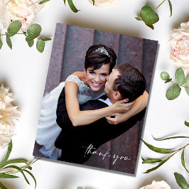 Minimalistiskt skript Photo Bröllop Tack Vykort