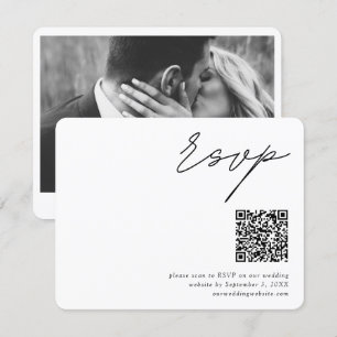 Minimalistiskt skript QR-kod Bröllop RSVP Tilläggskort