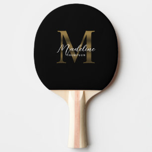 Minimalistiskt skript, svart, Guld Monogram Pingisracket
