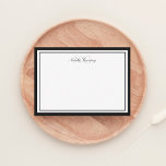 Minimalistiskt skript, svart två Gräns-monogram Anteckningskort<br><div class="desc">Skriva ner ditt meddelande eller anteckningar på detta minimalistiska elegant-tittar svarta anteckningskort med ett serif-teckensnittsmonogram och ett skripttecken av ditt namn med tjockt och tunt gräns. Anpassa det med initialerna.</div>