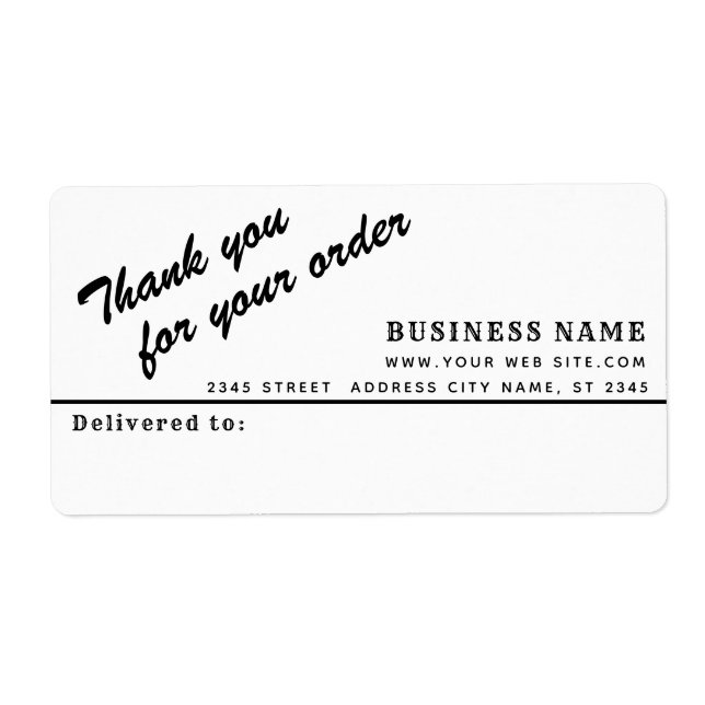 Minimalistiskt skript tack för affärsetikett fraktsedel (Framsidan)