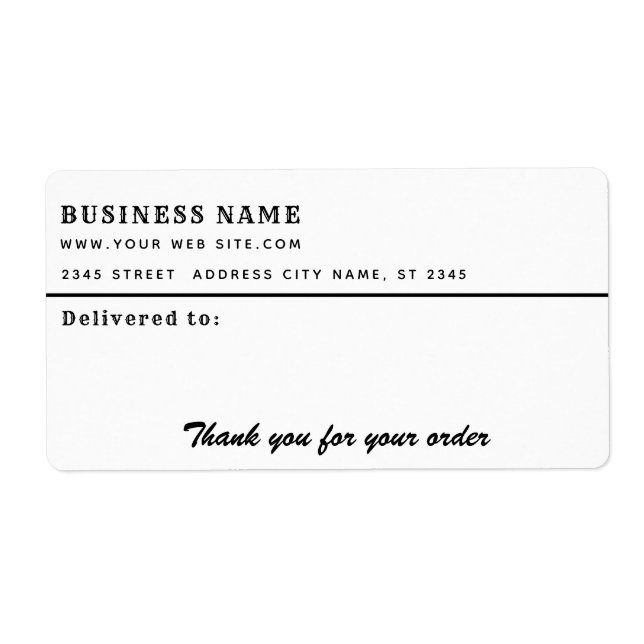 Minimalistiskt skript tack för affärsetikett fraktsedel (Framsidan)