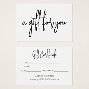 Minimalistiskt skript - vitt presentationscertifik visitkort