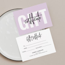 Minimalistiskt skriptcertifikat för Lila