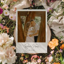 Minimalistiskt skriptfoto Bröllop Spara Datumet