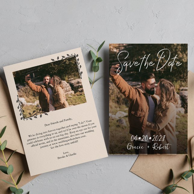 Minimalistiskt skriptfoto spara datumet (Skapare uppladdad)