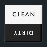Minimalistiskt smutsigt svart och vitt bläckfiskfa magnet<br><div class="desc">Modern minimalistisk svartvit diskmaskin ren eller smutsig magnet för att ange diskar i hemköket.</div>