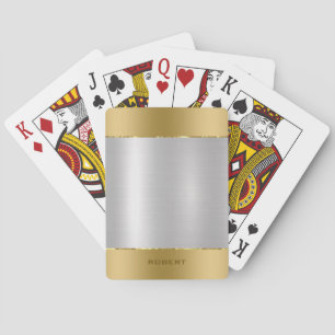 Minimalistiskt snlick Silver & Guld Metallic Struk Casinokort