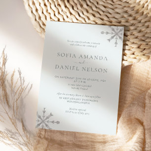 Minimalistiskt Snö Winter Wedding Inbjudningar