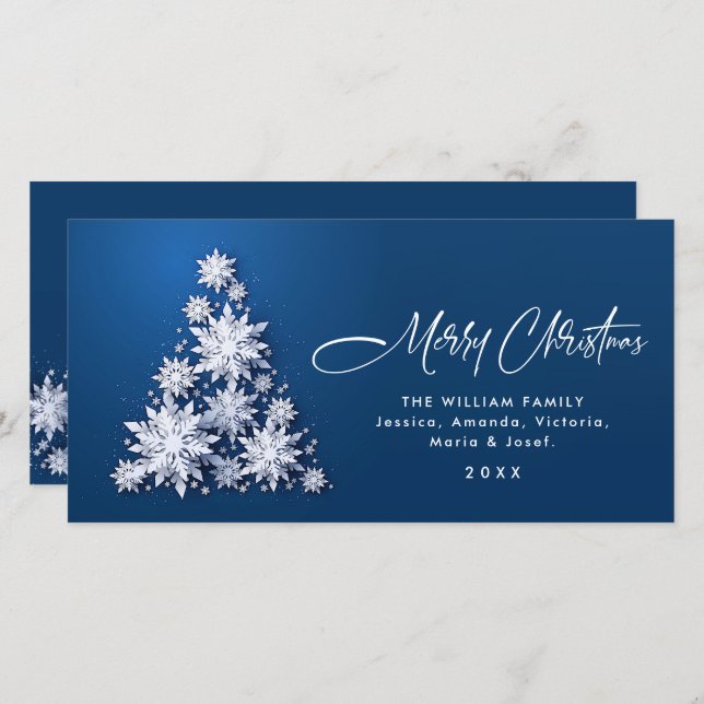 Minimalistiskt Snöflingor Julgran Hälsning Julkort (Fram/baksida)