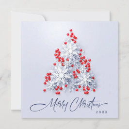 Minimalistiskt Snöflingor Julgran Hälsning Julkort