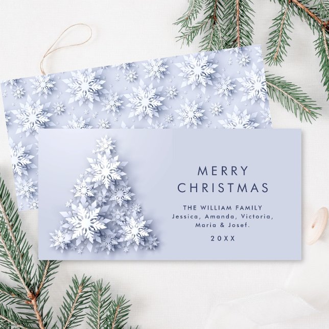 Minimalistiskt Snöflingor Julgran Hälsning Julkort (Skapare uppladdad)