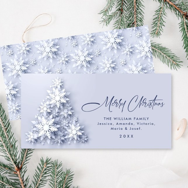 Minimalistiskt Snöflingor Julgran Hälsning Julkort (Skapare uppladdad)