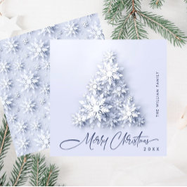 Minimalistiskt Snöflingor Julgran Hälsning Julkort