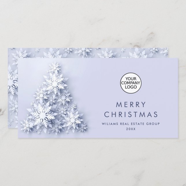 Minimalistiskt Snöflingor Julgran Hälsning Julkort (Fram/baksida)