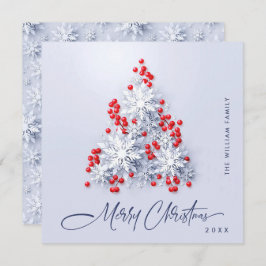 Minimalistiskt Snöflingor Julgran Hälsning Julkort