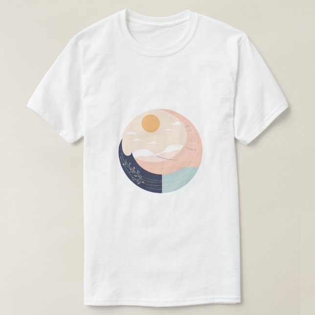 Minimalistiskt Sol och Måne Boho Mugg - kelestial  T Shirt (Design framsida)
