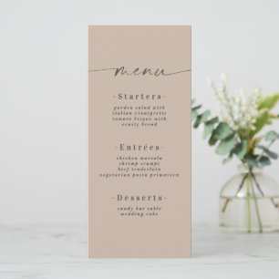 Minimalistiskt Solid Färg Sand Khaki Beige Bröllop Meny