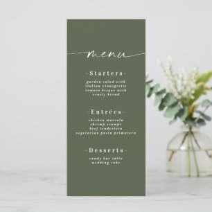 Minimalistiskt Solid Mörk Forest Grönt Bröllop Meny