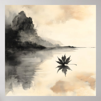 Minimalistiskt solnedgång hösten - tyst fall poster