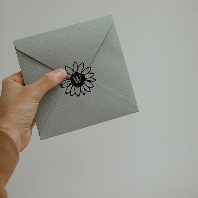 Minimalistiskt solrosfamiljmonogram stämpel (Skapare uppladdad)